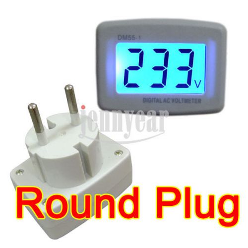 Round wall plug ac voltage 80-300vac lcd voltmeter household factory 110v/220v for sale