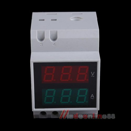 Digital Ampere Voltage Meter AC 200V-450V 0.1-99.9A Din Rail Current Voltmeter