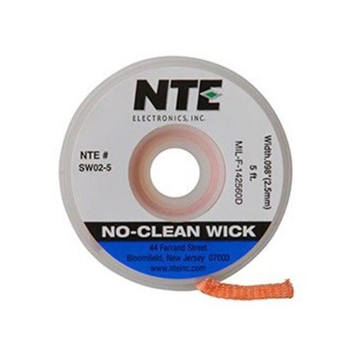 NTE SW02-5 Solder Wick No Clean #4 Blue 5ft NEW!!!