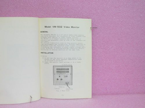 Shiba Electric Manual VM-502 Video Monitor Operation Manual