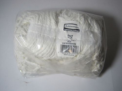 Rubbermaid White 1&#034; Cut End Disposable Wet Mop Head V41800WH00 NNB