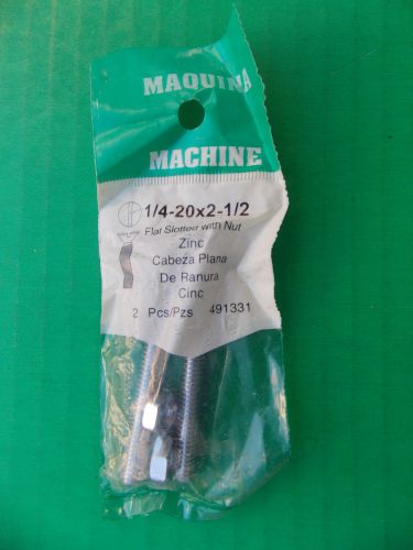 Hillman machine bolts 1/4-20  x 2 1/2&#034; slotted flat head nut 1 package of 2 new for sale