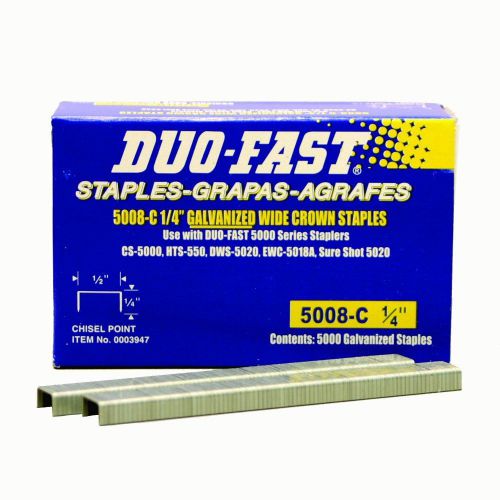 Duo fast 5008c 20 gauge galvanized staple 1/2-inch crown x 1/4-inch length, 500 for sale