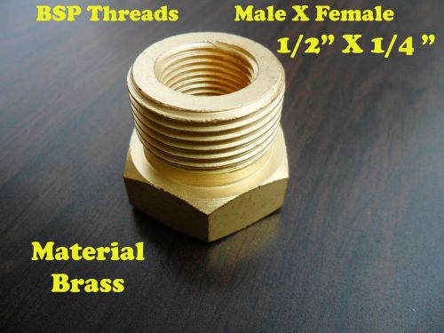 1/2&#034;x1/4&#034; BSP Threads Brass Reducing Bush Hex  Gas Plumbing BSP Threads