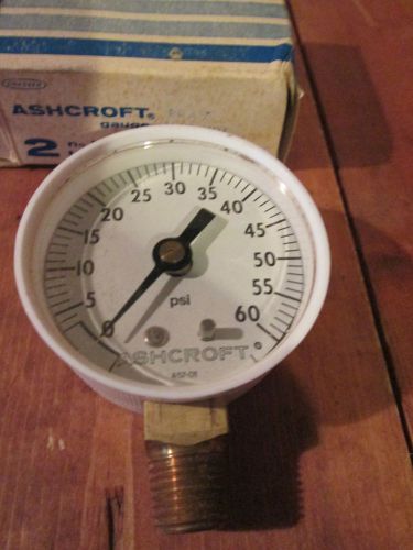 New-With Box, Ashcroft Pressure Gauge 2 No. 1003 Brass 60 PSI Made in USA