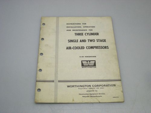 Worthington air-cooled compressor manual 15-20hp h-4402,h-4400, h-4422a for sale
