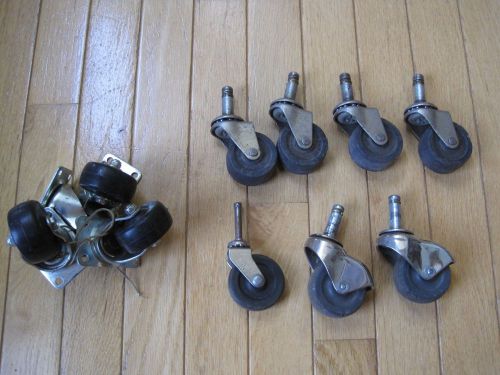 Lot of 11 new and used wheels/casters (3 sets) for sale