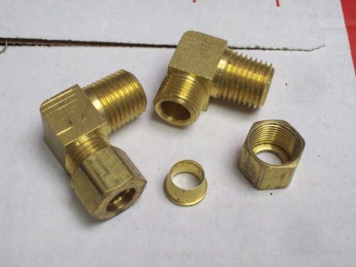 Lot of 4 weatherhead 691x5x4 brass elbow 5/16 tube x 1/4&#034; mpt for sale