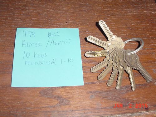 LOCKSMITH Depth &amp; Space numbered 0-10 Key Set AR1 Arrow Almet Locks Vintage