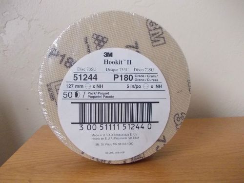 3M 5 Inch 735U Hookit II Discs P180  #51244, New Package of 50 Made in USA