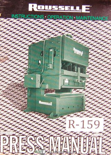 Rousselle press, instructions operations maintenance &amp; parts manual 1981 for sale