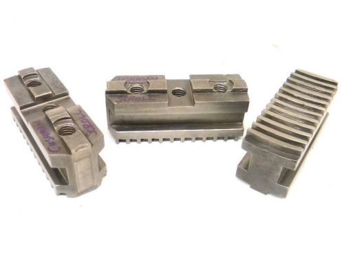 Set of 3 used cushman hard master scroll chuck base jaws (1.45&#034; jaw width) for sale
