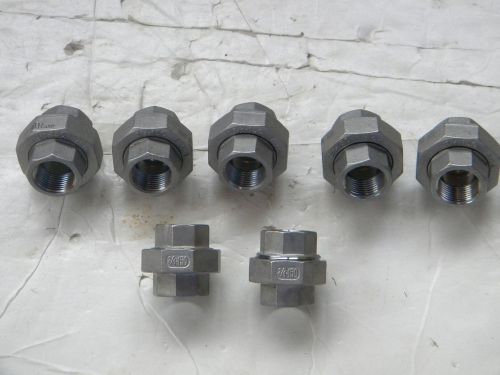 New lot ( 7 )  3/4&#034;   stainless thread  unions - 304/150 - for sale
