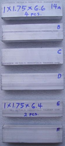 6 Pcs item 14 Aluminum Bar ; 4pcs 1” thk x 1.75 x 6.6 long and 2 pcs 6.4&#034; all T6