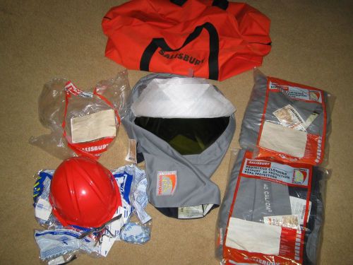 NEW SALISBURY Welding Safety 40cal Flame Resistant Coat/Overall XL w/helmet + +