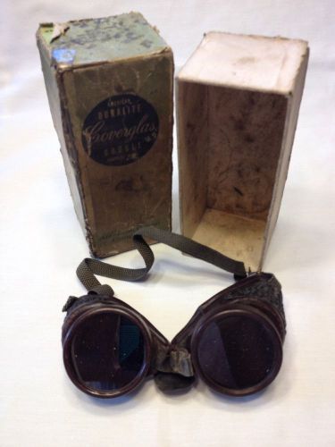 Vintage Welding Goggles Green &amp; Clear Glass In Box Steampunk Cosplay
