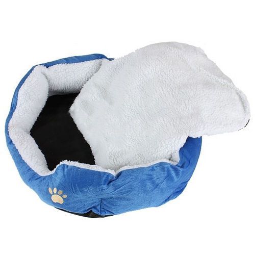 Cozy soft warm fleece blue pet dog puppy cat bed house nest  mat pad for sale