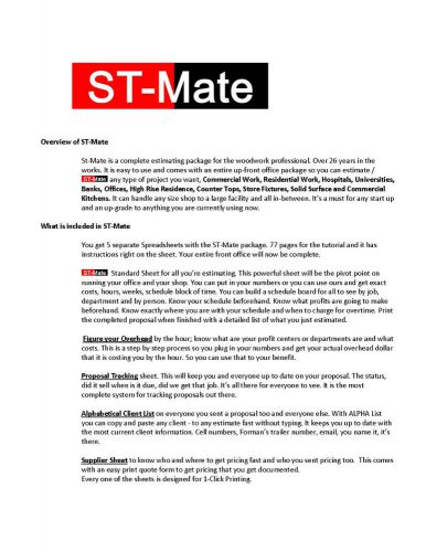 St-Mate 2014  Estimating Woodwork Software