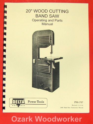 Rockwell-delta  20&#034; band saw operators &amp; parts manual 0634 for sale