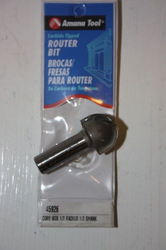 New in Package Amana 45926 Core Box 1/2 Radius 1/2 Shank Router Bit
