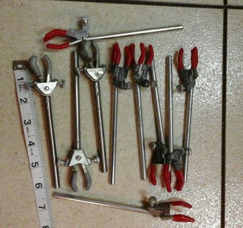 Lot of 10 3 prong clamps lab stand alumaloy 6&#034; Precision rubber covers