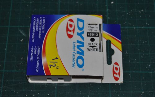 DYMO D1 Label Cassette, 45013, 1/2 inch, Black on White, NOS