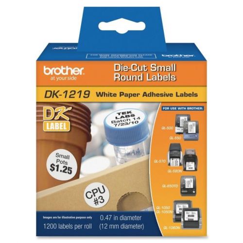 BROTHER DK1219 INTERNATIONAL 1 2&#034; ROUND PAPER LABELS