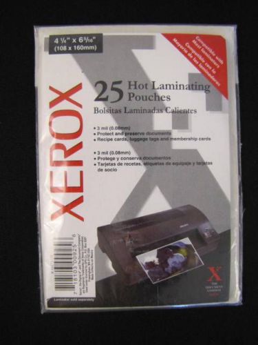 Xerox 4-1/4 x 6-5/16&#034; Hot Laminating Pouches 25 in sealed pack 3 mil Photo Size