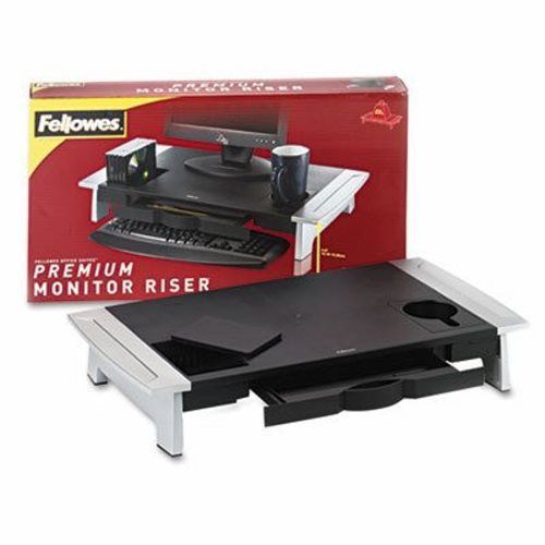 Fellowes Premium Monitor Riser, 27 x 14 x 4 1/4, Black/Silver (FEL8031001)