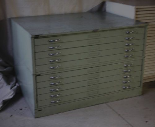 Hamilton vintage industrial  10 drawer steel flat file cabinet drafting archive for sale