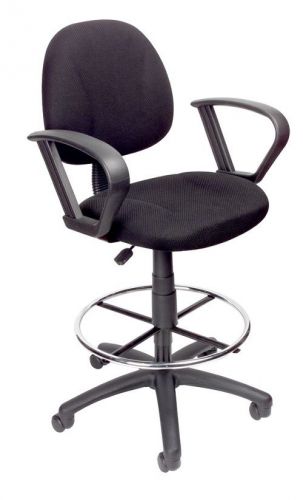 B1617 BOSS BLACK DRAFTING STOOL WITH FOOTRING AND LOOP ARMS