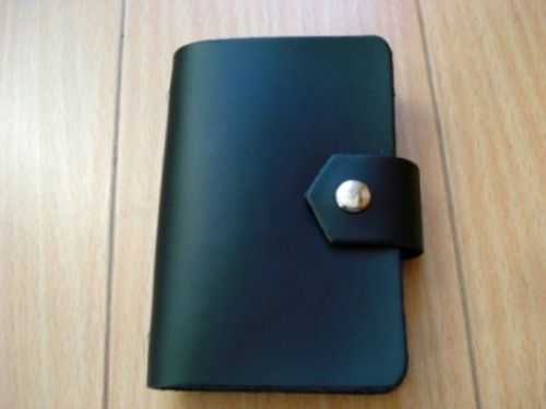 Leather Credit Card/Business Card Holder W/ Snap Black