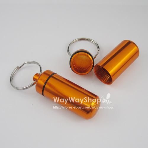 1 X Waterproof Keychain Capsule cash clip Aluminum Stash Keyring key pill BOX YE