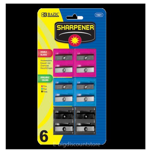 Bazic Dual Blades Square Sharpener (6/Pack)  Assorted colors Free Shipping! New!