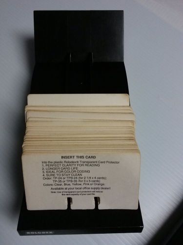 Rolodex Black Rigid Plastic V-Glide with cards  2 1/4 X 4 Cards