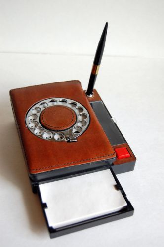 Vtg Vintage Retro Telephone Index Address Book Leather Teledial 1970s