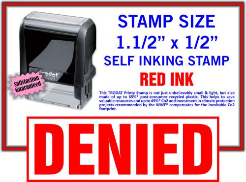 &#034;DENIED&#034; Self Inking Rubber Stamp in Red Trodat 9411 Stamper