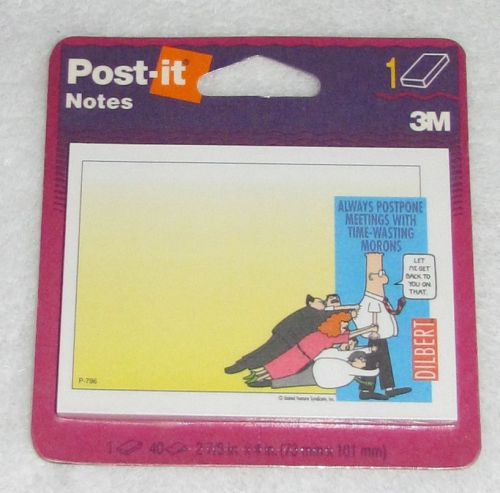 NEW! 1996 3M DILBERT COMICS POST-IT NOTES PAD MEETINGS WITH TIME-WASTING MORONS