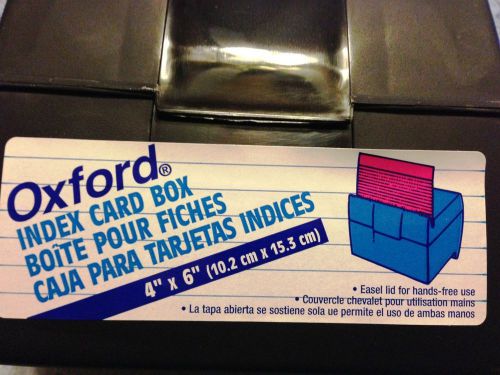 Set of SIX - Oxford Plastic Index Card Flip Top File Box - Holds 400 4 x 6 Cards