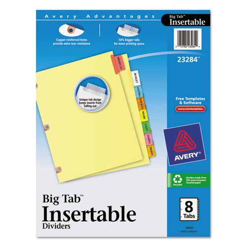 WorkSaver Big Tab Dividers W/ CPR Holes, 8 Multicolor Tabs, Letter, Buff, 1/Set