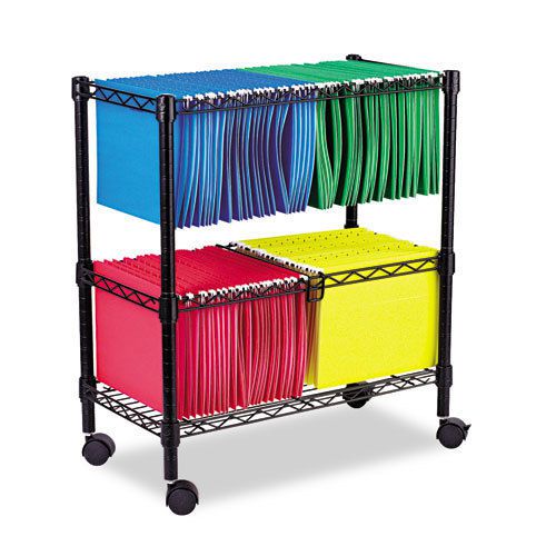 Two-tier rolling file cart, 26w x14d x 29-1/2h, black for sale