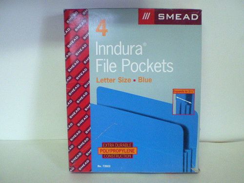 4 Smead Inndura File Pockets Blue Letter Size Polypropylene Accordion Expansion