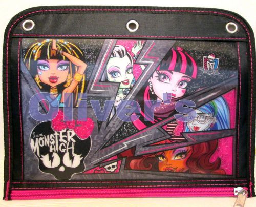 Monster High 3 Ring Nylon Zippered Pencil Case #537