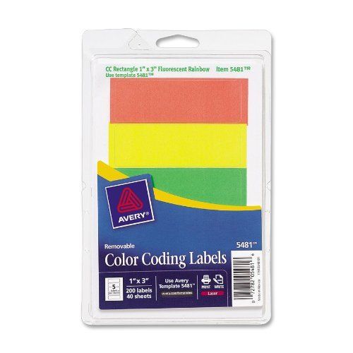 Avery print or write color coding label - 1&#034; width x 3&#034; length - 200 (ave05481) for sale