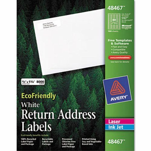 Avery ecofriendly labels, 1/2 x 1-3/4, white, 8000/pack (ave48467) for sale