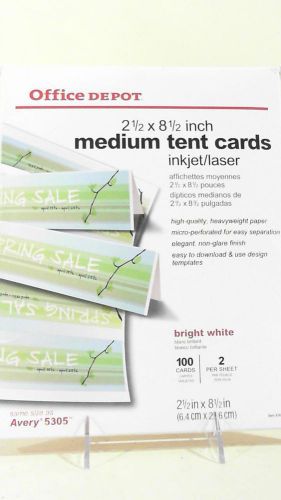 Office Depot Inkjet Laser Labels Medium 100-Tent-Cards Non-Glare CHOP 38ROz1