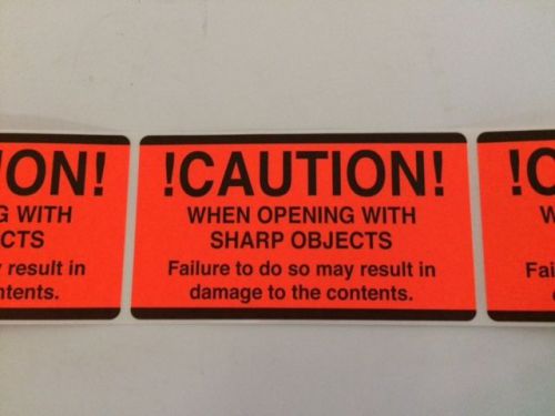 250 4 1/4 x 2 3/8  caution when opening with sharp objects neon labels  fragile for sale