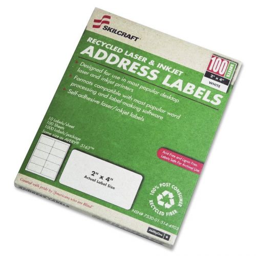 Skilcraft laser shipping label - 2&#034; width x 4&#034; length - 100 / box - (nsn5144903) for sale