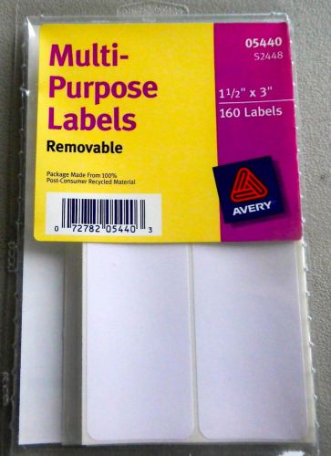 NEW Avery 05440 5440 S2448 160 White Removable Print or Write Multi Use Labels