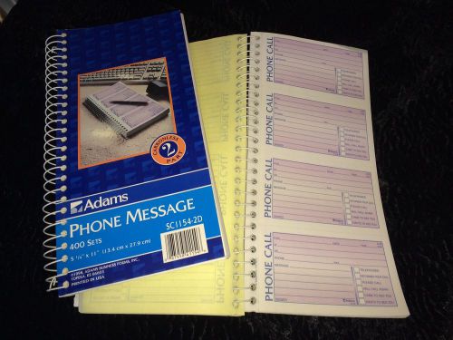 BK-1 Adams Phone Message Book, 2-Part, Carbonless, 4 Per PAGE, (set of 2)